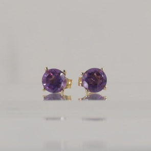 14K Yellow Gold Amethyst stud earrings