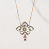 Victorian Yellow Gold Rose Cut Diamond and Ruby Necklace