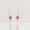 Vintage Soviet made Synthetic Ruby Earrings in 14K Yellow Gold