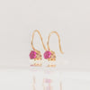 Vintage Soviet made Synthetic Ruby Earrings in 14K Yellow Gold