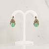 Antique Drilled Emerald Cabochon Dangle Earrings W/ Rose Cut Diamonds 14K Gold