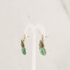 Antique Drilled Emerald Cabochon Dangle Earrings W/ Rose Cut Diamonds 14K Gold