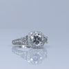 3.32ctw Natural Diamond Halo "3 Stone" Engagement Ring 18K White Gold