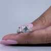 3.32ctw Natural Diamond Halo "3 Stone" Engagement Ring 18K White Gold