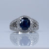 Vintage 3.9cttw Sapphire Diamond Halo Openwork Design 14K White Gold Ring