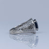 Vintage 3.9cttw Sapphire Diamond Halo Openwork Design 14K White Gold Ring