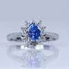 1.6ctw Purplish- Blue Sapphire and Diamond Cluster Ring in Platinum