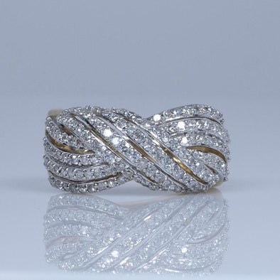 Crossover Diamond Band in 14k Yellow Gold