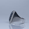 Italian made 2.31 ctw Sapphire Cluster Ring with a Diamond Frame