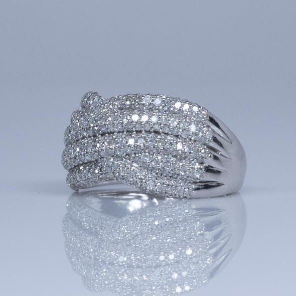 2ctw Diamond Pave Crossover Wide 14k White Gold Ring