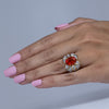 18K Yellow Gold Orange Fire Opal Ring with Diamond Accents