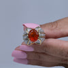 18K Yellow Gold Orange Fire Opal Ring with Diamond Accents