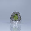 Michael Christoff Peridot Oval Bold Diamond Halo 14k White Gold Statement Ring