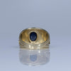 2.05ct Blue Sapphire Cabochon Ring w Satin Finish 14K Yellow Gold