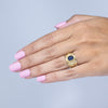 2.05ct Blue Sapphire Cabochon Ring w Satin Finish 14K Yellow Gold