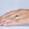 2.05ct Blue Sapphire Cabochon Ring w Satin Finish 14K Yellow Gold