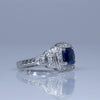 1.28ct GIA Cushion Cut Ceylon Blue Sapphire Vintage Style 14k White Gold Ring