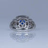 1.28ct GIA Cushion Cut Ceylon Blue Sapphire Vintage Style 14k White Gold Ring