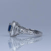 1.28ct GIA Cushion Cut Ceylon Blue Sapphire Vintage Style 14k White Gold Ring