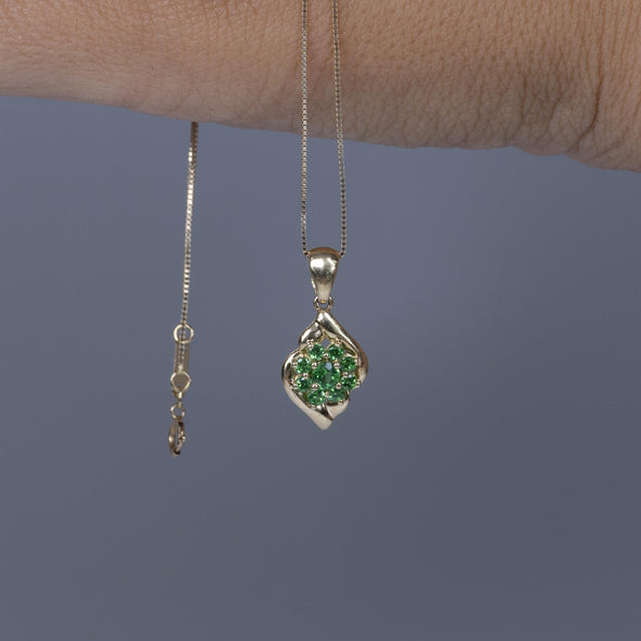 14K Yellow Gold Tsavorite Garnet Necklace Pendant