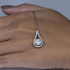 Round Brilliant cut Diamond Necklace with Diamond Halo 14K