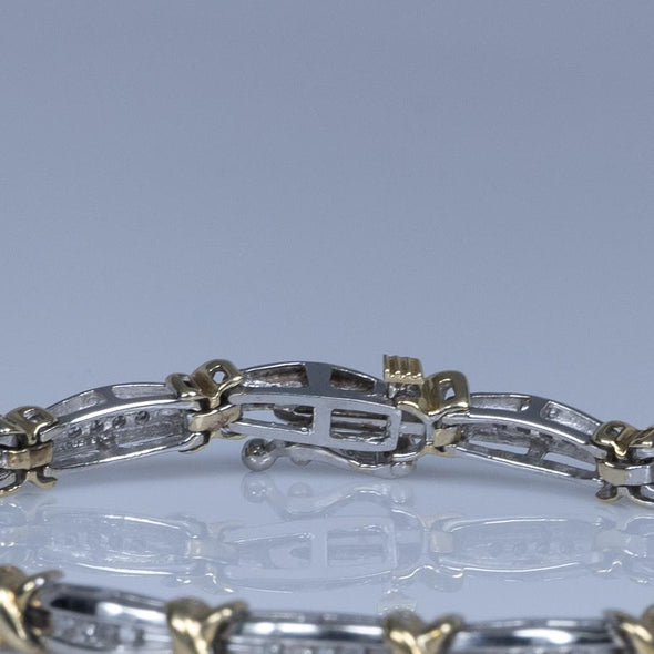 10K Two Toned Diamond Tennis Bracelet