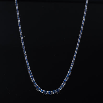 Graduated Blue Sapphire Tennis Necklace 14k White Gold