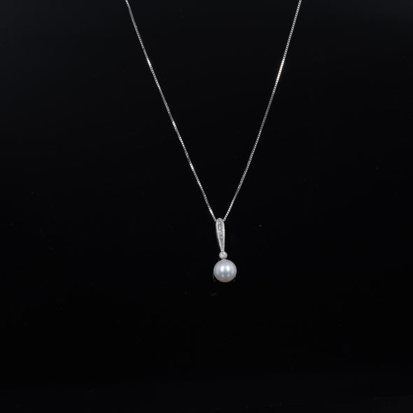 14K Dropped Pearl and Diamond Necklace