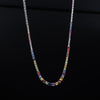 7.44ctw Graduated Multicolor Rainbow Sapphire Tennis Necklace 14k White Gold