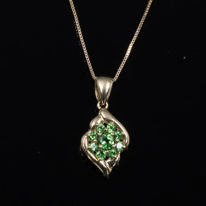 14K Yellow Gold Tsavorite Garnet Necklace Pendant