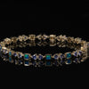 Opal Tanzanite Diamond Shapes Bracelet 14K Yellow Gold