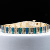 Blue Green Opal Bar and Diamond Bracelet in 14k Yellow Gold