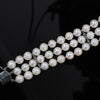 Three Strand Pearl & Diamond Bracelet w Decorative Flower Clasp 14k White Gold