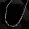 7.44ctw Graduated Multicolor Rainbow Sapphire Tennis Necklace 14k White Gold