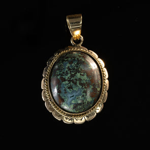 14K Yellow Gold Large Turquoise Pendant