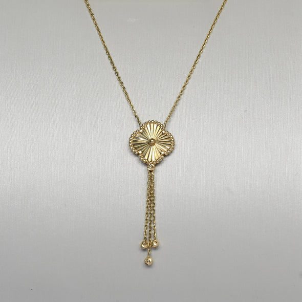 Quatrefoil Motif 18K Yellow Gold Lariat Necklace