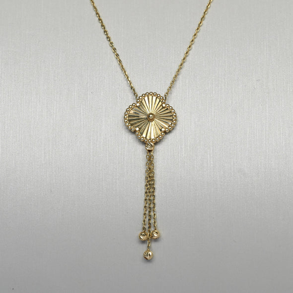 Quatrefoil Motif 18K Yellow Gold Lariat Necklace