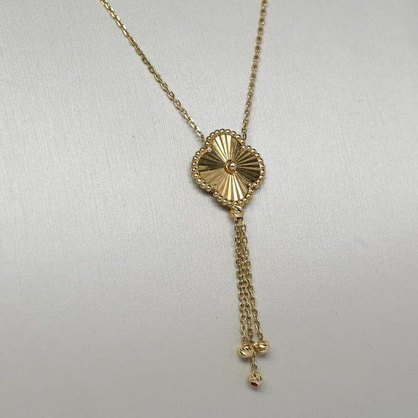 Quatrefoil Motif 18K Yellow Gold Lariat Necklace