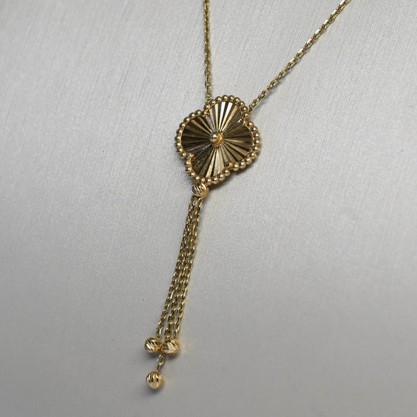 Quatrefoil Motif 18K Yellow Gold Lariat Necklace