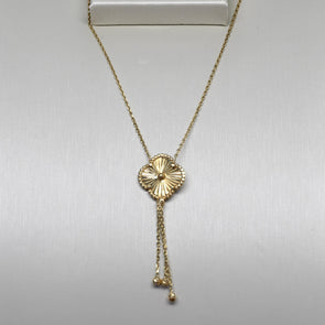 Quatrefoil Motif 18K Yellow Gold Lariat Necklace