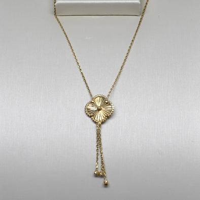 Quatrefoil Motif 18K Yellow Gold Lariat Necklace