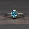 New Neon Blue Apatite Oval Bezel Set Rose & White Gold Ring
