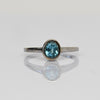 New Neon Blue Apatite Oval Bezel Set Rose & White Gold Ring