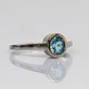New Neon Blue Apatite Oval Bezel Set Rose & White Gold Ring