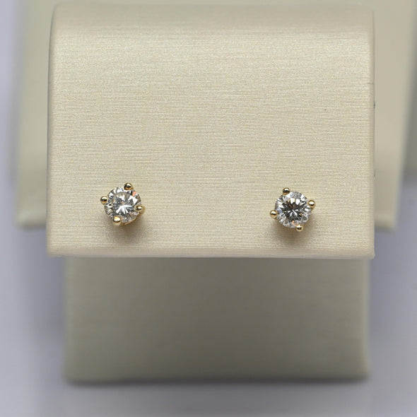 0.60cttw Natural Diamond Round Brilliant 14k Gold Screw Back Stud Earrings
