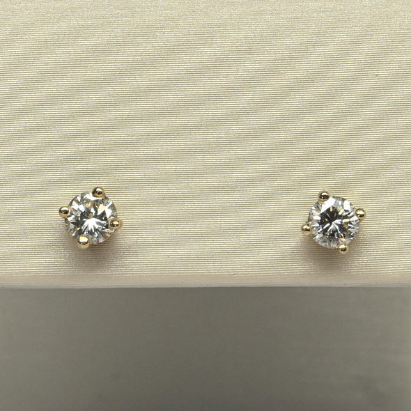 0.60cttw Natural Diamond Round Brilliant 14k Gold Screw Back Stud Earrings