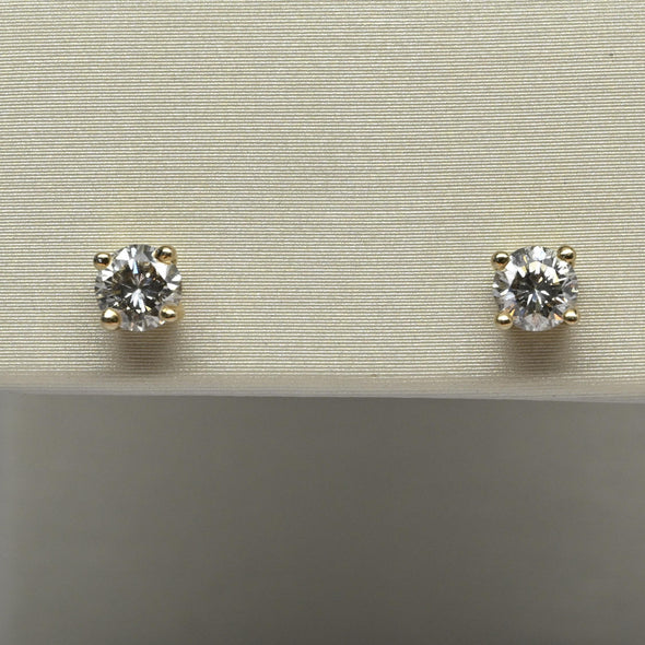 0.60cttw Natural Diamond Round Brilliant 14k Gold Screw Back Stud Earrings