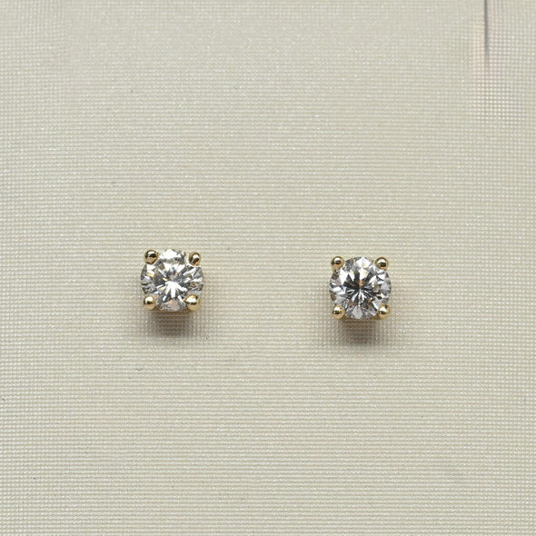 0.60cttw Natural Diamond Round Brilliant 14k Gold Screw Back Stud Earrings