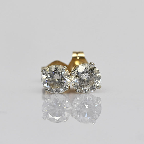1 carat tw Natural Diamond Round Brilliant 14k Gold Stud Earrings