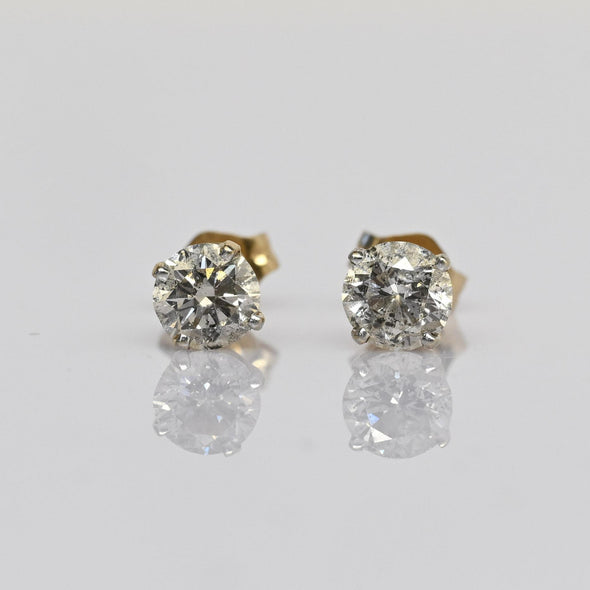 1 carat tw Natural Diamond Round Brilliant 14k Gold Stud Earrings